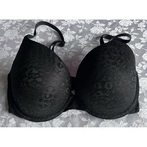 Victoria's‎ Secret PINK Lightly Lined T-Shirt Cheetah Print Bra Size 32DD Black